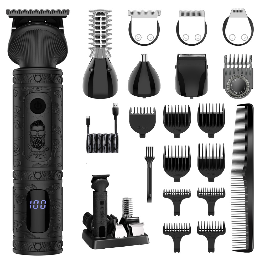 Hatteker Black Surker 7-In-1 Beard Trimmer Hair Clipper Detail Trimmer Nose Hair Trimmer
