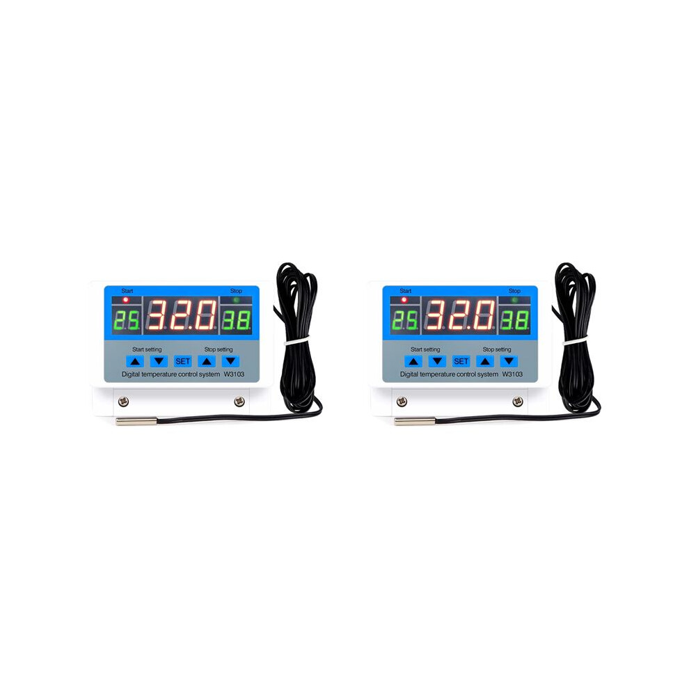 2X Digital Temperature Controller 220V Max 5000W Digital 30A -19 To 99 Temperature Controller Xh-W3103 4712778215345