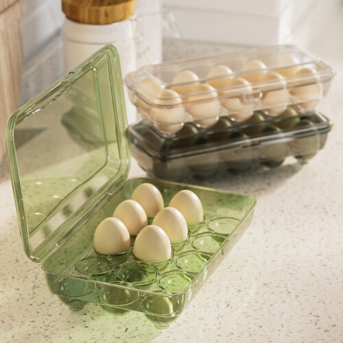 Multipurpose Kitchen Eggs Container with 10/15 Grids-Green 15 2