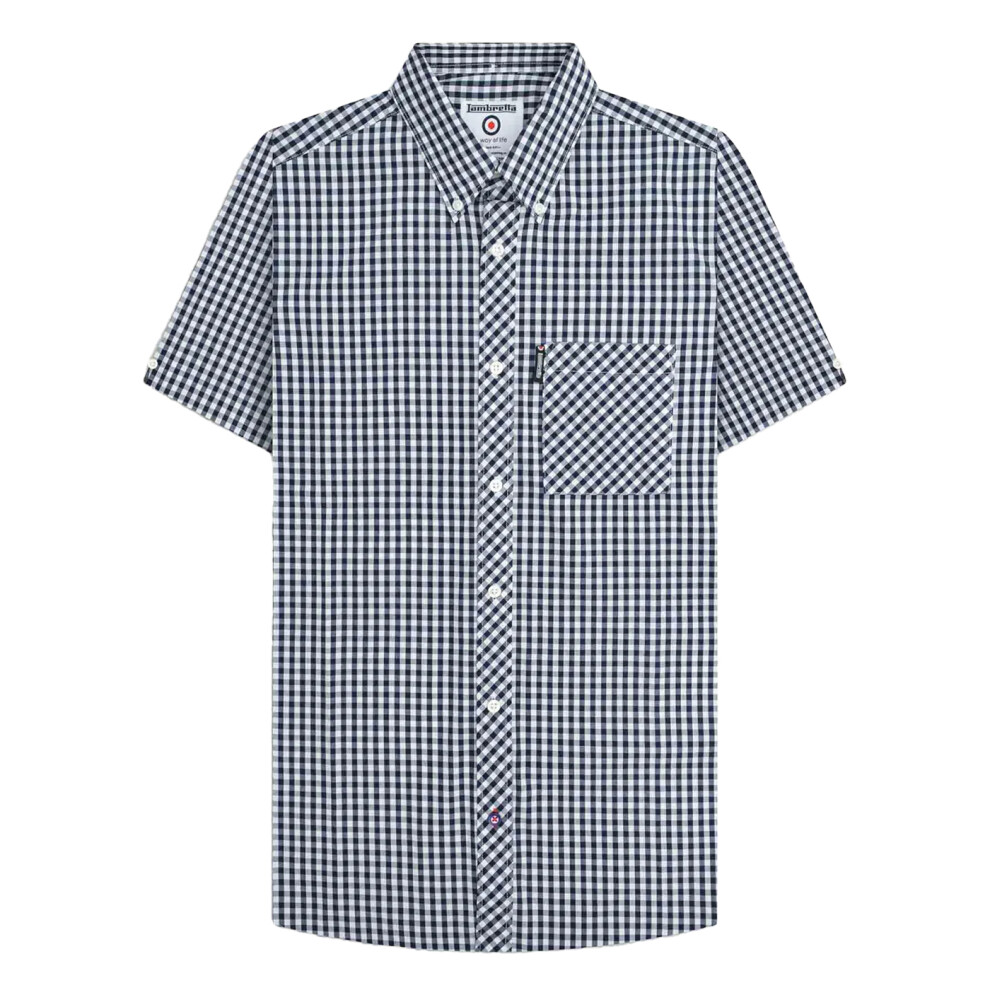 Lambretta (S, Navy/White) Mens Ss25 Gingham Shirt White