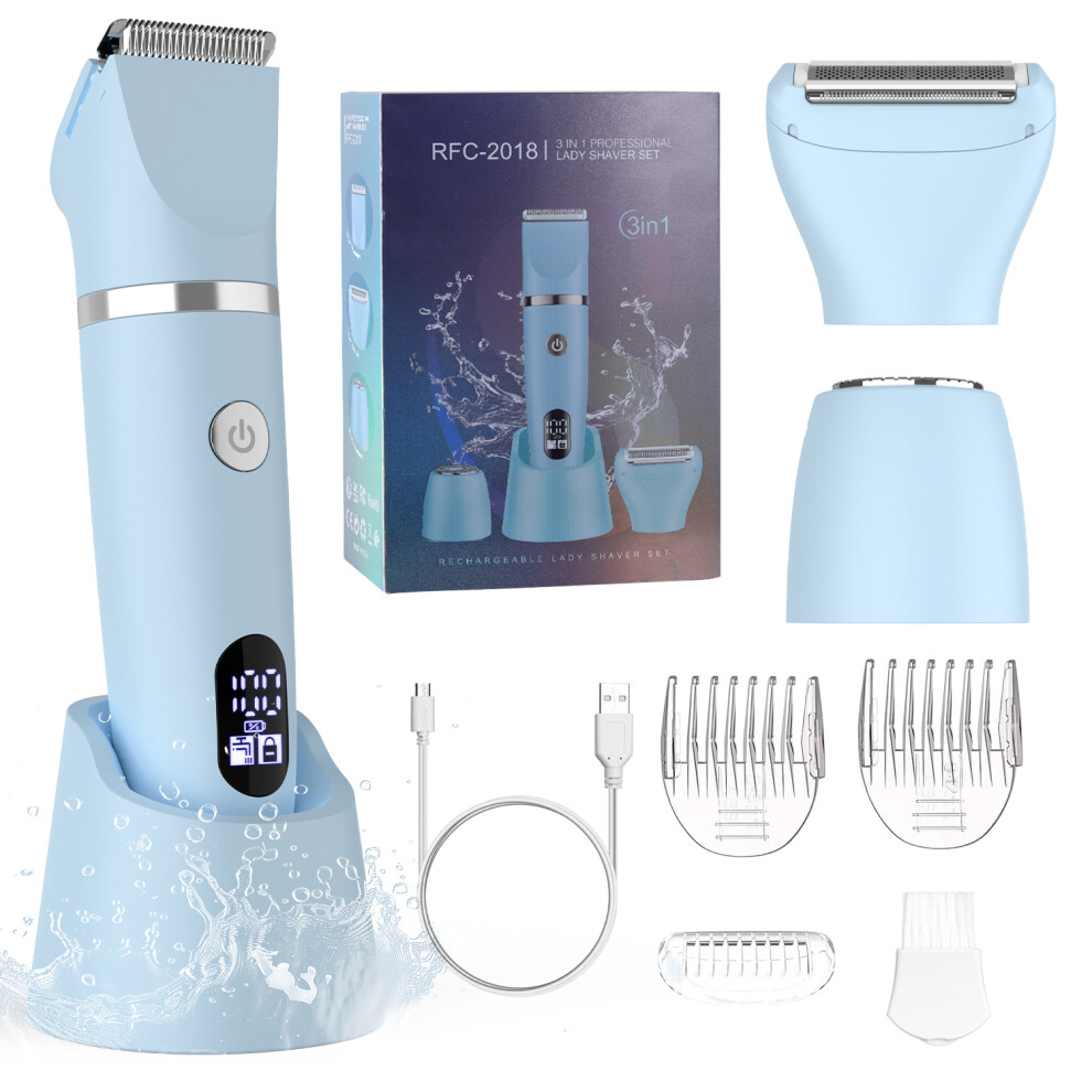Hatteker Blue Surker Women's Body Hair Trimmer Facial Trimmer Shaver Set Epilator 3 In 1