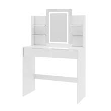 Dressing Table with Mirror LED Lights and Drawers TEXAS WHITE