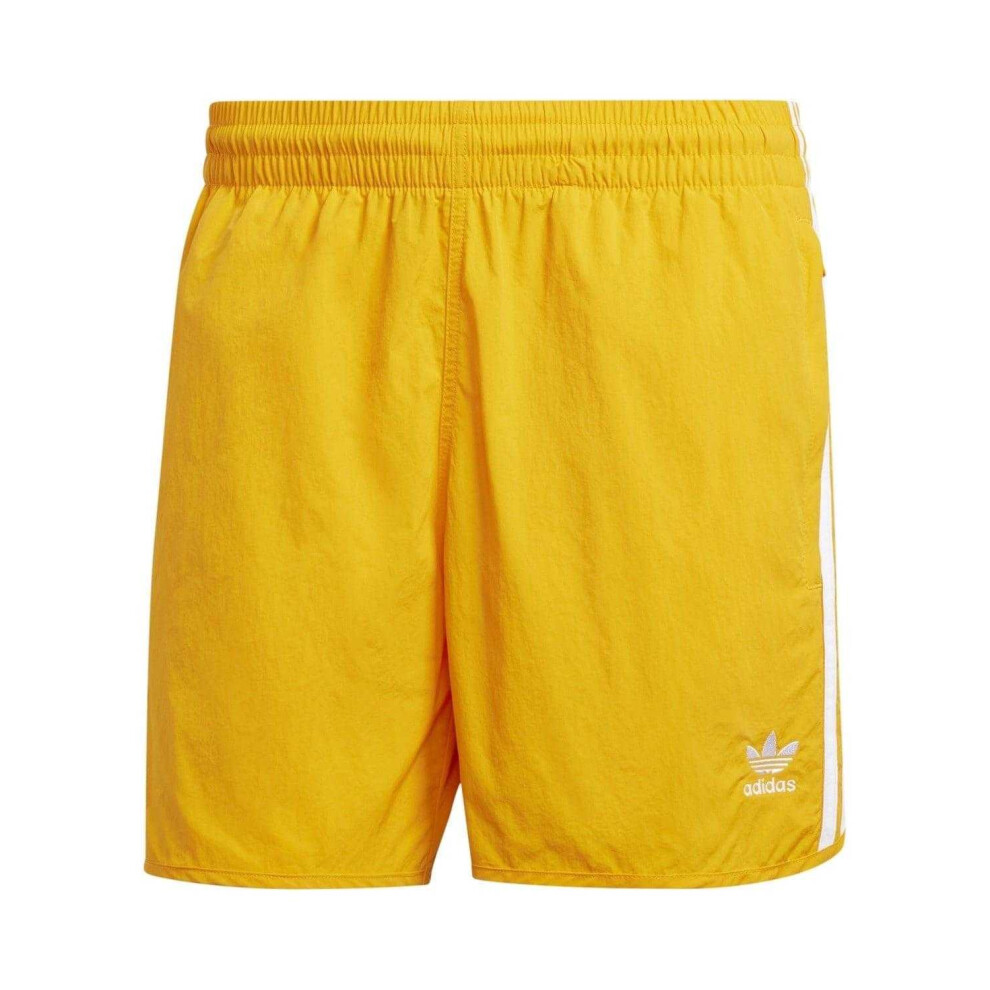 Adidas (Xs S, ) Mens Sprinter 3 Stripes Elasticated Waist Running Shorts Orange