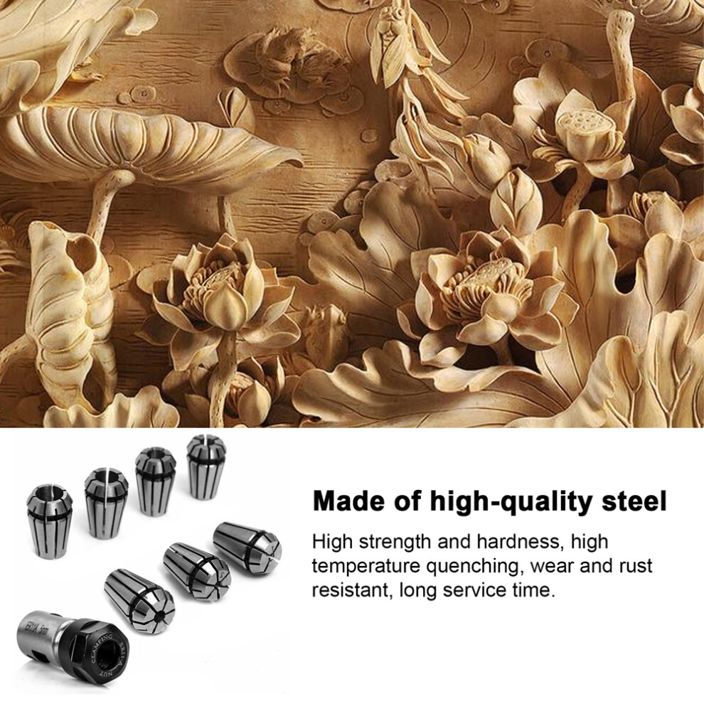 7PCS ER11 1-7mm Spring Collets Set with 5mm Rod