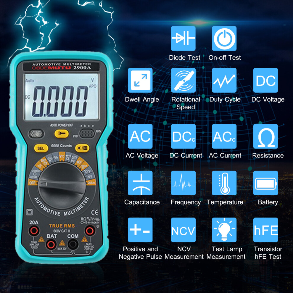 True RMS Automotive Multimeter 6000 LCD