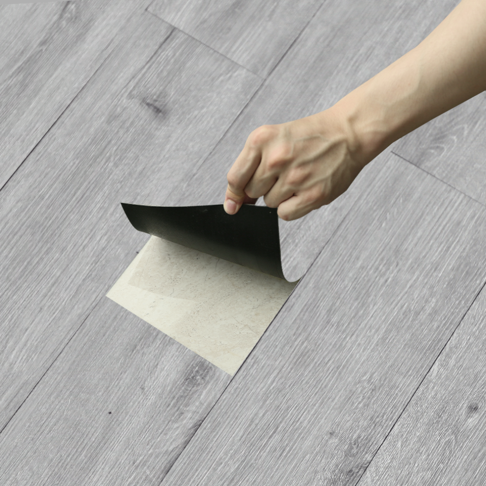 5Mâ² Self Adhesive Pvc Flooring Wood-Grain 36Pcs Thick Plank - Light Grey 789049306181