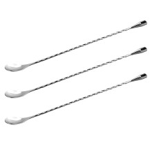 3pcs 12 Inches Stainless Steel Mixing Spoon, Spiral Pattern Bar Cocktail Shaker Spoon