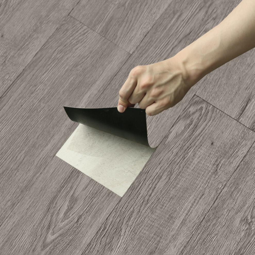 5Mâ² Self Adhesive Pvc Flooring Wood-Grain 36Pcs Thick Plank - Gris Etoupe 789049306198