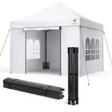VOUNOT 3x3m Heavy Duty Pop Up Gazebo with 4 Sides Party Tent, White