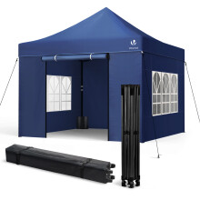 VOUNOT 3x3m Heavy Duty Pop Up Gazebo with 4 Sides Party Tent, Blue