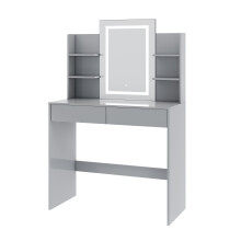 Dressing Table with Mirror, LED Lights and Drawers TEXAS GREY