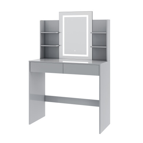 MCC Dressing Table with Mirror, LED Lights and Drawers TEXAS GREY