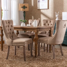 (Brown) Set of 6 Velvet Upholstered Dining Chairs