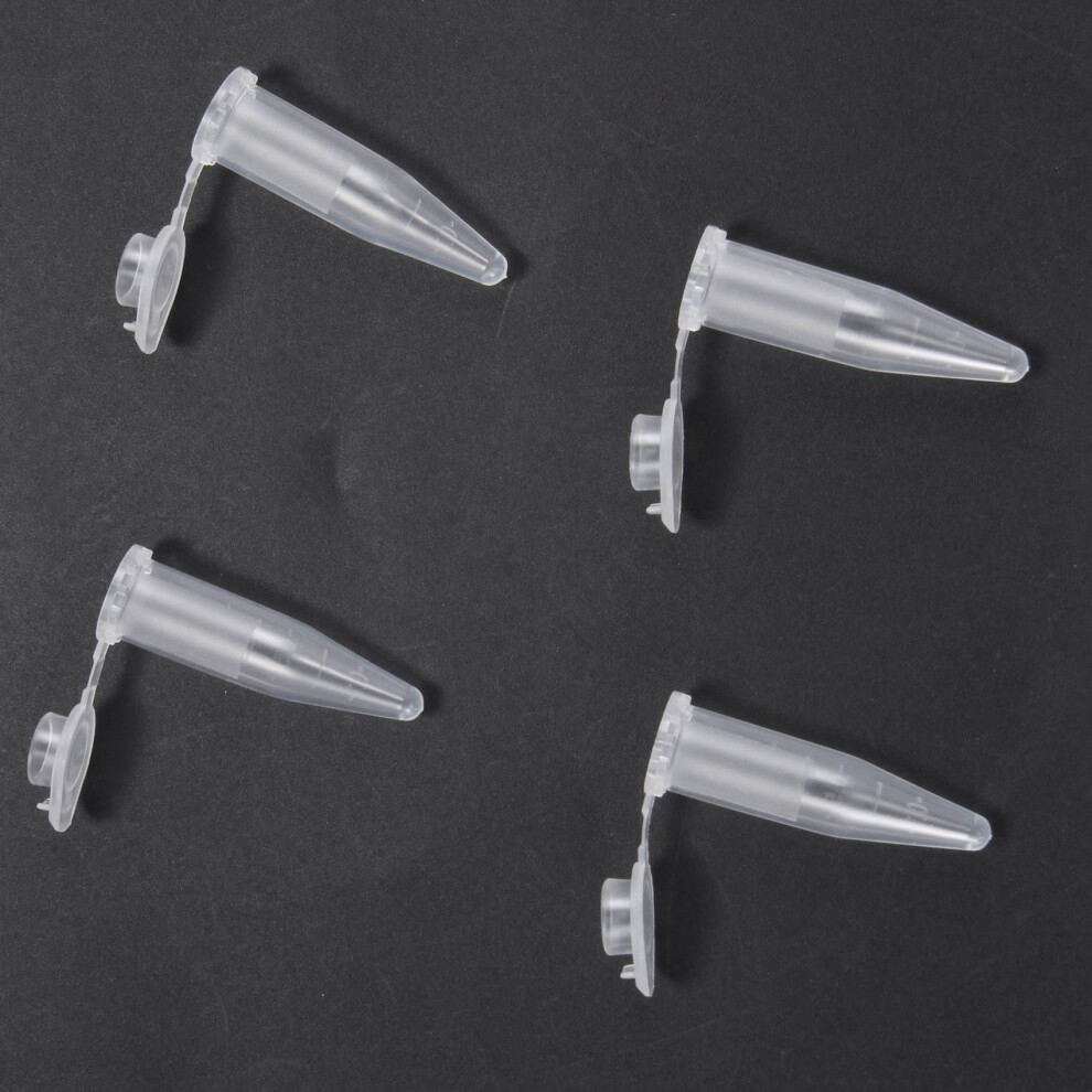 1000PCS 1.5Ml Lab  Plastic Test Tube Centrifuge Vial Snap Cap 42X11mm Clear