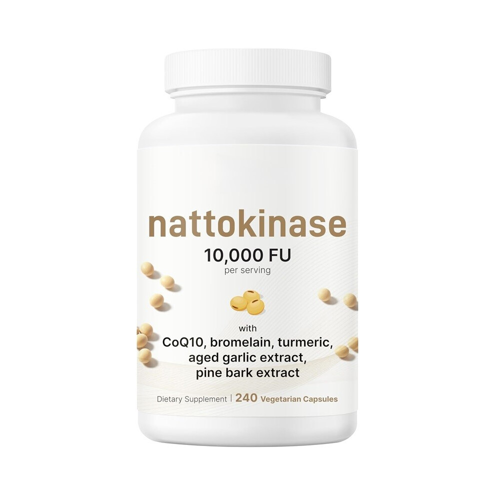 (3pcs) 3 bottles of Nattokinase 10000 FU Per Serving (Natural Natto Extract),240 Vegetarian Capsules|Non-GMO