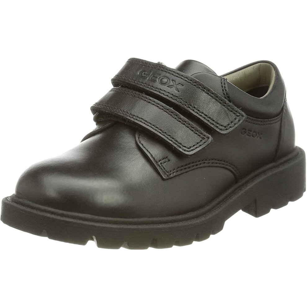 Geox (2.5 Uk, ) Boys Shaylax Double Row Leather School Shoes Black