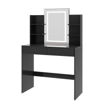 Dressing Table, Vanity Desk with Mirror, LED Lights and Drawers TEXAS BLACK