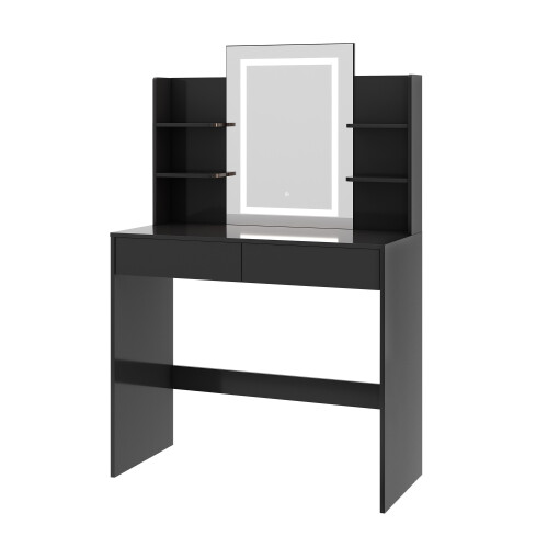 MCC Dressing Table, Vanity Desk with Mirror, LED Lights and Drawers TEXAS BLACK