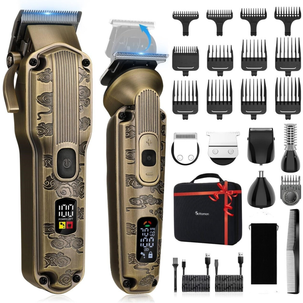 Hatteker Solimpia Hair Clipper Beard Trimmer Nose-Ear Trimmer Bodytrimmer Set 6In1 Bronze