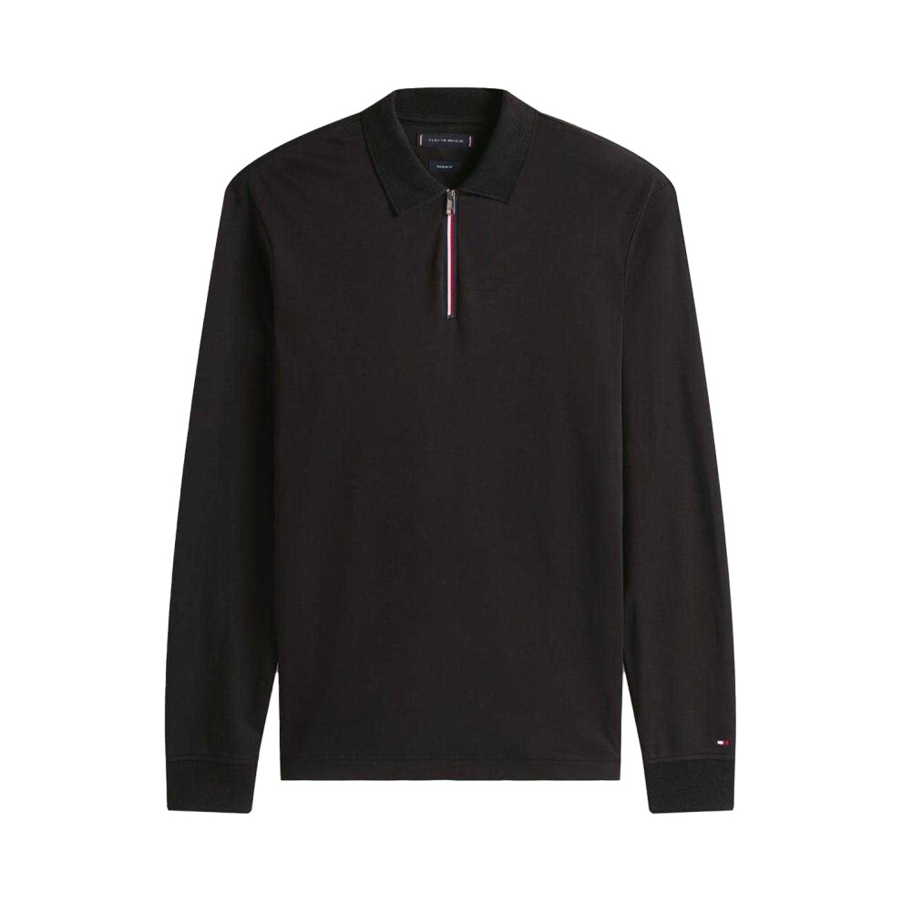 Tommy Hilfiger (Xl, ) Mens Long-Sleeved Polo Shirt Black
