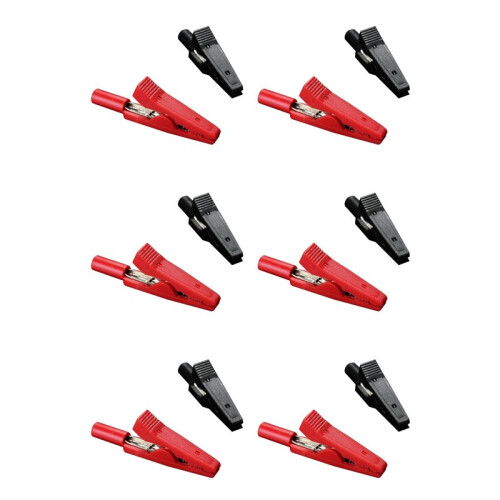 12X Insulated Alligator Clip Connector Clamp Testing Probe Red+Black