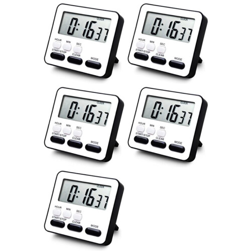 5X Kitchen Timer Count Down Count ,Multifunctional Alarm Clock,Desk Clock,Black