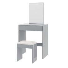 Dressing Table Set with Mirror & Stool, Vanity Desk with Large Drawer and Open Storage TAMPA GREY