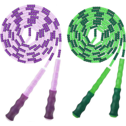 Jump Rope Soft Beaded Skipping Rope (2 Pack), Premium Adjustable Segmented Tangle-Free Workout Fitne