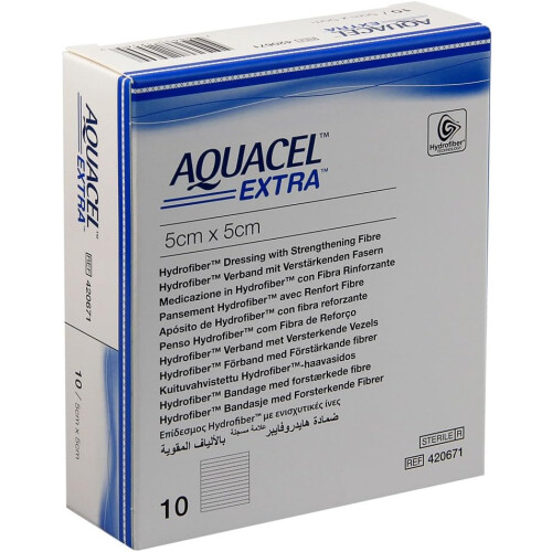 Aquacel Extra Hydrofiber Wound Dressing 5cm x 5cm - 10 Count