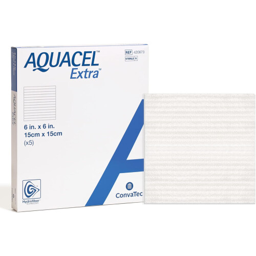 Aquacel Extra Hydrofiber Wound Dressing 15cmx15cm - 5 Count