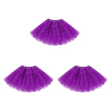 3X Meisjes Tutu Rokken Sterren Schitteren Pailletten Prinses Jurken 3 Lagen Ballet Dans Peuter Baby Tule Tutu Rok, Paars