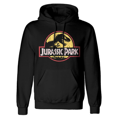 Jurassic Park (M, Black) Jurassic Park Mens Classic Logo Hoodie