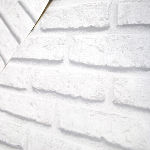 White 3D Brick Effect Wallpaper Realistic Stone Wall 2