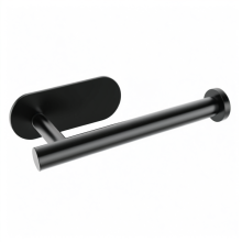 Self-Adhesive Black/Silver Toilet Paper Roll Holder for Bathroom - Peel and Stick Modern Wall Mount Design Stainless Steel