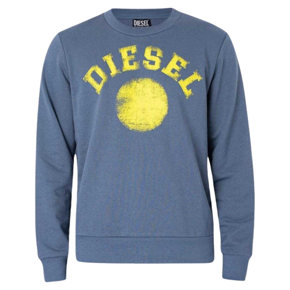 Diesel (Xs, ) Unisex Adult Distressed Dot Logo Sweatshirt Blue