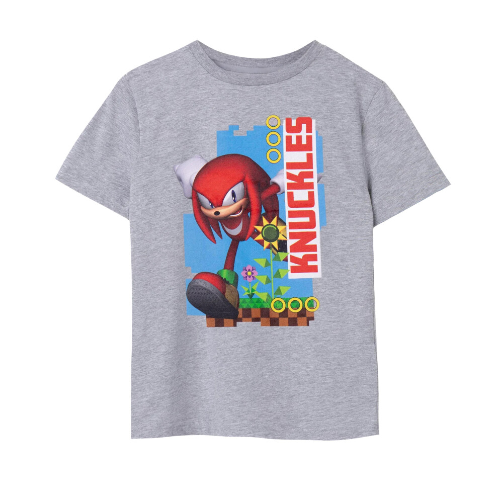 Sonic The Hedgehog (3-4 Years, Grey Marl) Childrens/Kids Knuckles Short-Sleeved T-Shirt