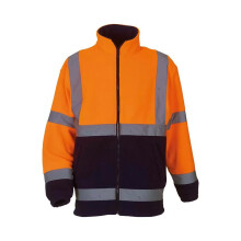 (L, Orange/Navy) Yoko Unisex Adult Heavyweight Hi-Vis Fleece Jacket