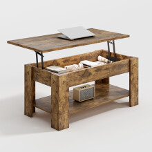 Lift-Top Coffee Table with Hidden Storage & Open Shelf  Versatile Wooden Tea Table CARTER BROWN