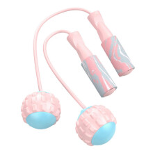 (Pink) Cordless Skipping Double Bearing Fat Burning Silent Large Ball Type Jump Rope for Indoor Fitness