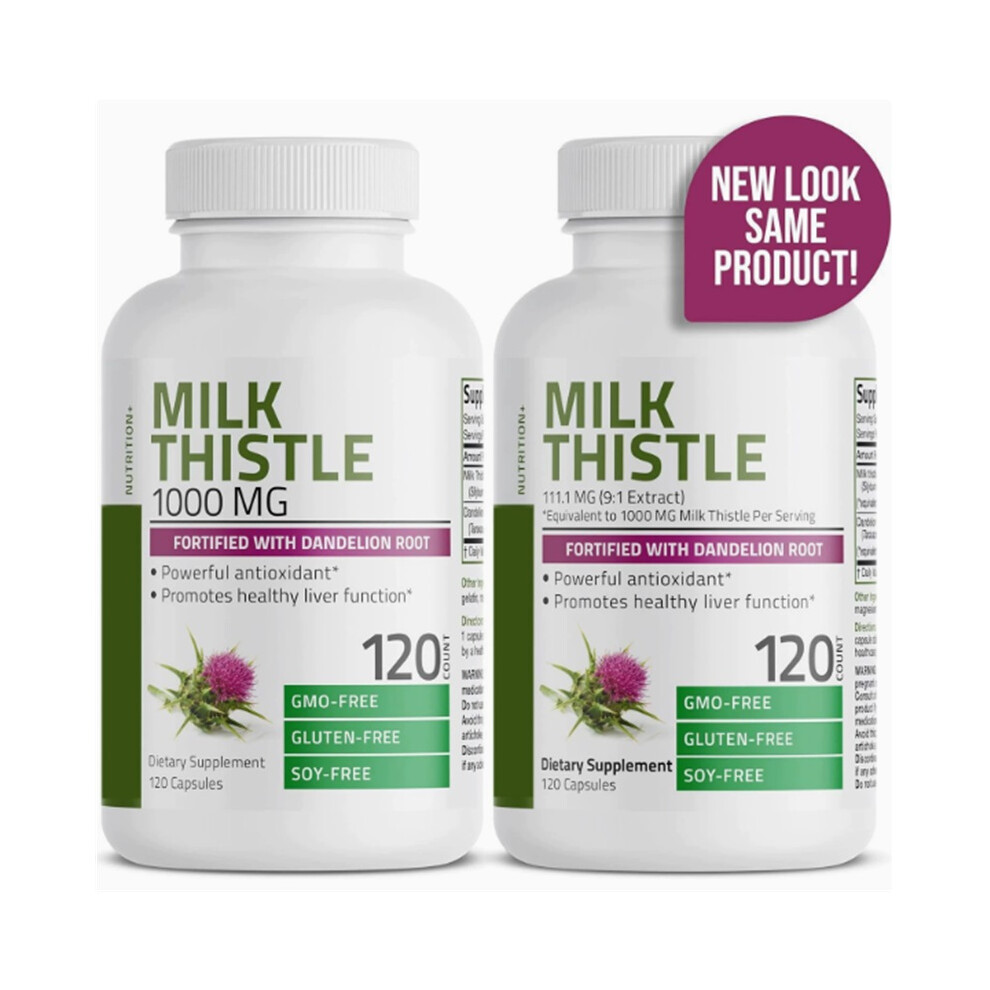 (120 Count (Pack of 2)) Milk Thistle Silymarin Marianum & Dandelion Extract Liver Health Support, Antioxidant Support, Detox, 120 Capsules