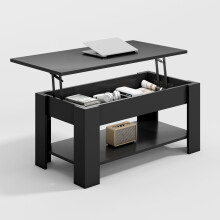 Lift-Top Coffee Table with Hidden Storage & Open Shelf  CARTER BLACK