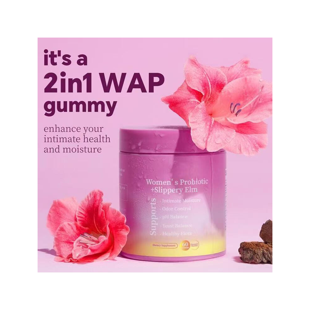 (2PCS) Womenâs Probiotic + Slippery Elm Gummies, , Premium Feminine Balance Gummie for PH Balance,60counts