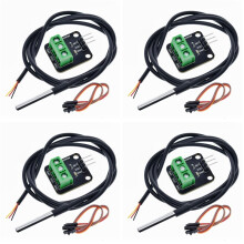 4X Kit de Módulo de Sensor de Temperatura DS18B20 Adaptador de Terminal de Sonda de Cable de Sensor Digital Impermeable de 100 cm para