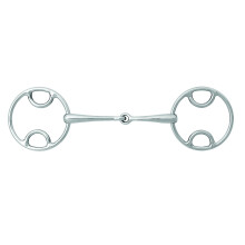 (5.5in, Silver) Korsteel Stainless Steel Jointed Beval Loose Ring Snaffle Bit