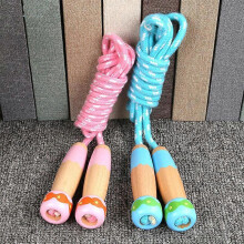 Dww-Child/Adult Skipping Rope, 2-Pack, Adjustable Skipping Rope with Non-Slip Wooden Handles, Colorful Cotton Rope, Jump Rope for Boys and Girls, Fitn