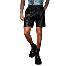 (Black, L) Pantaloncini da uomo, pantaloncini casual da uomo in stile punk retrò gotico, pantaloni casual