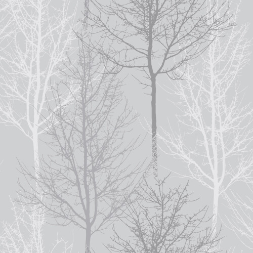 Grey Silver Tree Wallpaper Metallic Slightly Textured Feature Wall 1