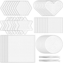 5mm Fuse Beads Pegboards, Plastic Large Beads Boards with 2 Tweezers Clear Bead Pegboards for DIY Bead Projects