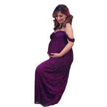 Sophisticated Acrylic Maternity Dress Long Train-Purple M