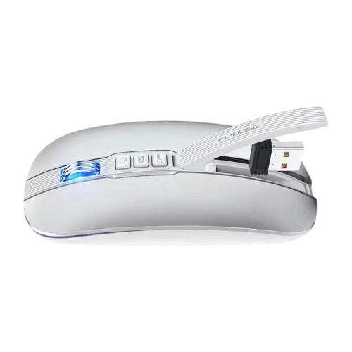 Wireless  Mouse 2.4G Wireless Office Mouse Tablet PC Notebook Dual Mode USB Charging Mouse for Laptop Silver